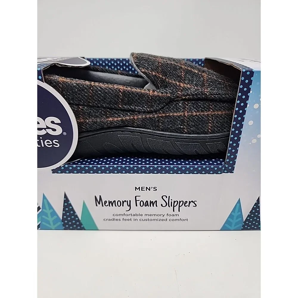Totes‎ Toasties Men's Medium 8-9 Memory Foam Dark Charcoal Slippers, BRAND NEW